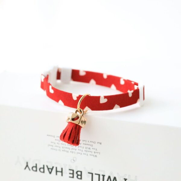 Heart-Shaped Breakaway Cat Collar with Bell - Image 9