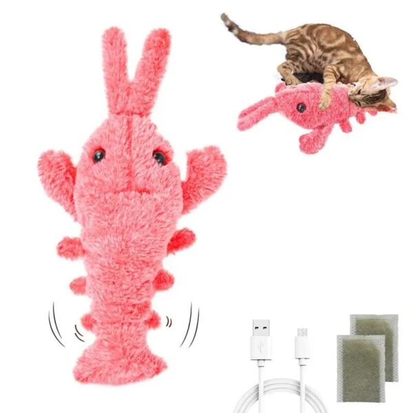 Jumping Shrimp Cat Interactive Toys Electric Lobster Washable Plush Toys Vibration Sensor Cats Toy Pet Dog Kitten Stuffed Toy - Image 2