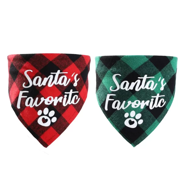 Plaid Dog Bandanas Christmas Pet Towel Cat Accessories Holiday Party For Puppy Pet Supplies Costume Large Dog Accessories - Image 4