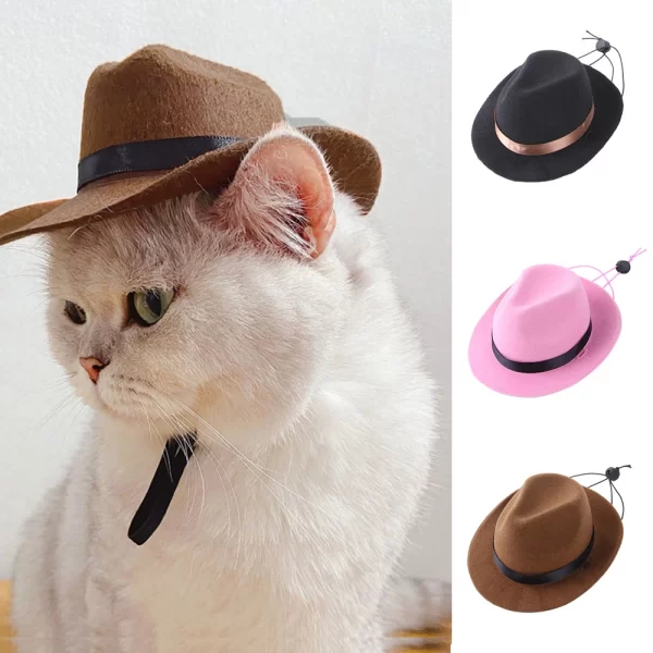 Pet Cowboy Hat Clothing Dog Cat Cowboy Hats Puppy Adjustable Cap Suitable For Small Dogs And Cats Birthday Party Photo Shoots