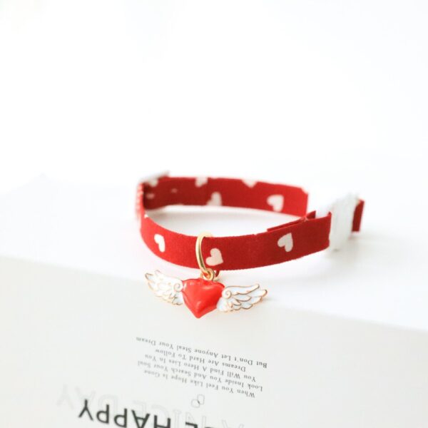 Heart-Shaped Breakaway Cat Collar with Bell - Image 4